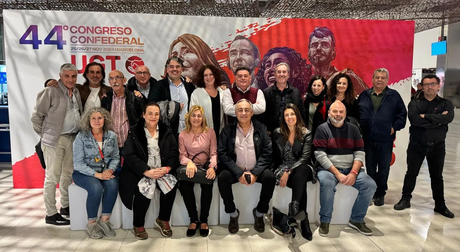 Delegación de FeSMC UGT Andalucía en el 44.º Congreso Confederal de UGT en Barcelona.